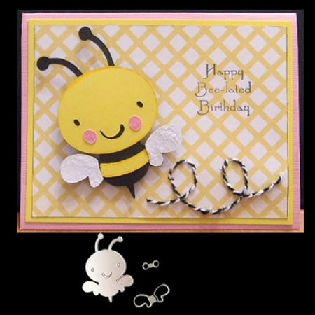 Bee Craft - Micelec Happy Bee Animal Cartoon Cutting Dies DIY Craft Embossing Stamp Stencil Template
