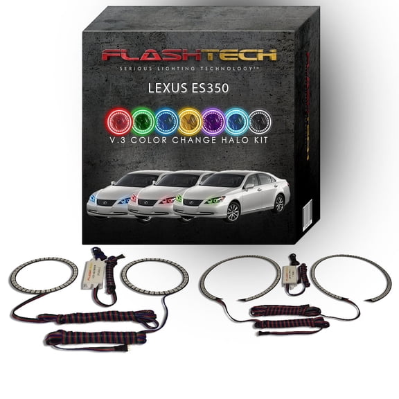 Flashtech RGB Multi Color Changing LED Halo Ring kit for 2007-2009 Lexus ES350 Headlights