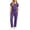 Purple, variant on Busydd V Neck Scrub Top and Jogger Pants Scrub Sets for Woman Casual Fashion Solid Color Drawstring Working Uniform Sets S