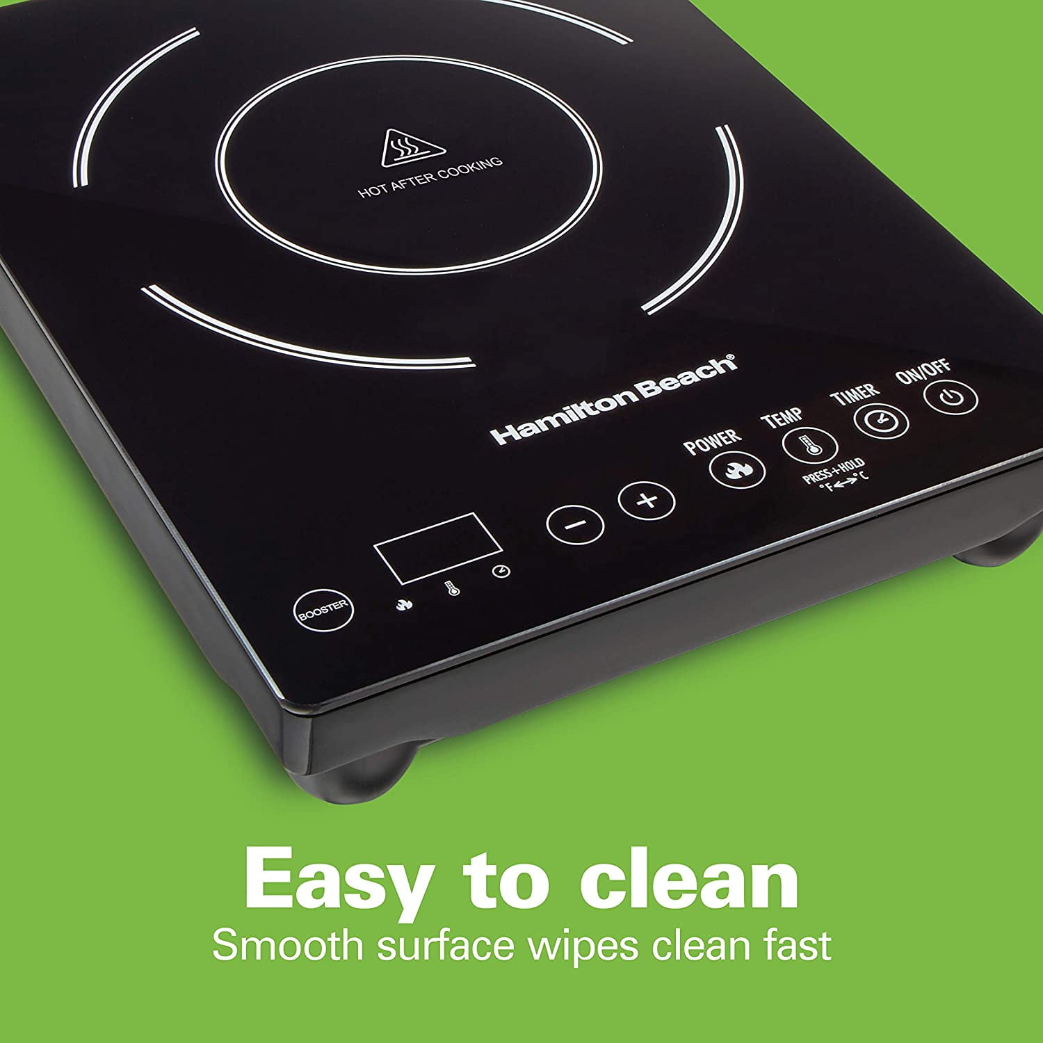 Portable Single Induction Cooktop Countertop  Hot Plate with Fast Heating Mode, 1800 , 10 Temperature Settings  to 450F, Black (34104)