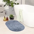 thumbnail image 6 of Unique Bargains Oval Plush Bath Mat Soft Non Slip Washable Rug Blue 20" x 32", 6 of 7