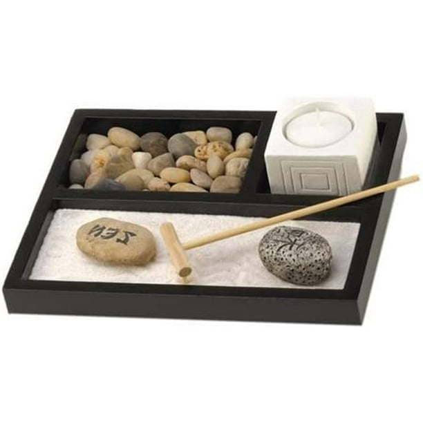 bombayjewel Tabletop Zen Sand Rocks Candle Holder Rake Garden Kit ...