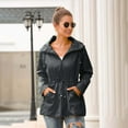 thumbnail image 6 of up to 60% off Gifts 2023 Raincoat for Women Winter Rain Jacket for Women Drawstring Elastic Waist Outdoor Lightweight Windbreaker Coat Long Sleeve Casual Pocket Solid Hooded Outwear Weekly Deals, 6 of 7