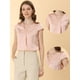 thumbnail image 2 of INSPIRE CHIC Blusa De Satén Para Mujer, Oficina De Trabajo, Cuello En V, Manga Casquillo, Top Elegante Rosa M, 2 of 5