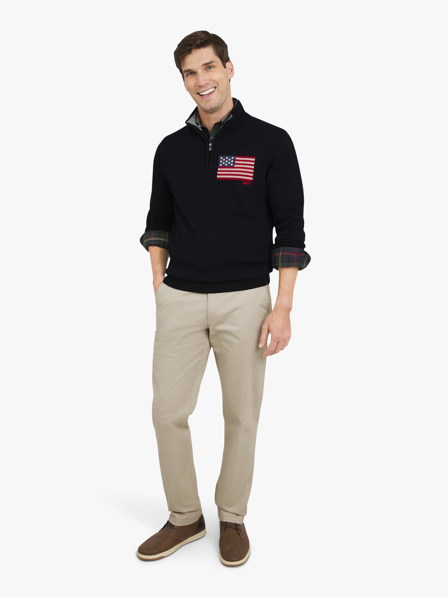 Chaps Men's & Big Men's Flag Quarter Zip Sweater, Sizes S-3XL