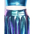 thumbnail image 5 of YONGHS Women Alien Costume Metallic Crop Tank Top Pleated Skirt with Headband Halloween Cosplay Outfit Blue A XL, 5 of 6