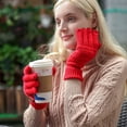 thumbnail image 1 of Jusqu'à 10$ Gants Mitaines Rouges Femmes Gants d'Hiver Écran Chaud Doublés Polaire Gants Tricotés Manchette Élastique Hiver, 1 of 3