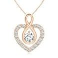thumbnail image 1 of Angara Natural Diamond Necklace - Diamond Heart Pendant with Infinity Loop in 14K Rose Gold for Women, 1 of 8