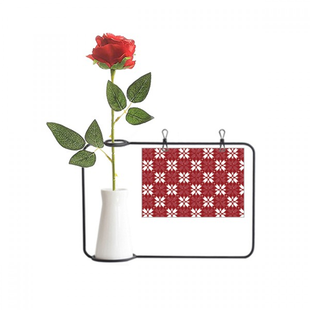 mas Decoration Red White Pattern Artificial Rose Flower Hanging Vases Decoration Bottle