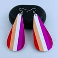 thumbnail image 5 of Lesbian Flag Earrings for Women - Lesbian Earrings - Lesbian Jewelry - Wooden Pride Flag Jewelry - Pride Jewelry (Lesbian - Teardrop), 5 of 6