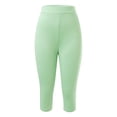 thumbnail image 6 of vigerkar Womens High Waist Basic Solid Cotton Soft Breathable Tummy Control Seamless Yoga PantsCapri Leggings Green, XL, 6 of 8
