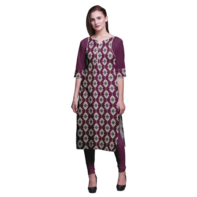 Bimba Robes Tuniques Droites Imprimées en Coton pour Femmes Vêtements Indiens Imprimés - Grand