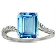 thumbnail image 2 of Star K � Octagon Emerald Cut Big Stone 10x8 Blue Topaz Bypass solitaire ring, 2 of 9