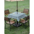 thumbnail image 3 of Outdoor Tablecloth with Umbrella Hole & Zipper, Light Blue Striped Square Tablecloth 54x54 Inch, Farmhouse Stripes Modern Vintage Patio Table Cover Waterproof Table Cloth for Picnic/Party, 3 of 7