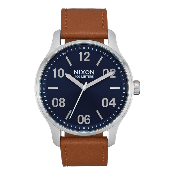 NIXON Patrol Leather A1243 - Navy / Saddle - 100m Water Resistant Men's  Analog Classic Watch (42mm Watch Face, 21mm Leather Band)