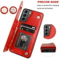 thumbnail image 7 of REQO Compatible with Samsung Galaxy S21 Wallet Case with Card Holder, PU Leather Kickstand Card Slots Case, Double Magnetic Clasp and Durable Shockproof Cover 5G 6.2 Inch(Red), 7 of 7