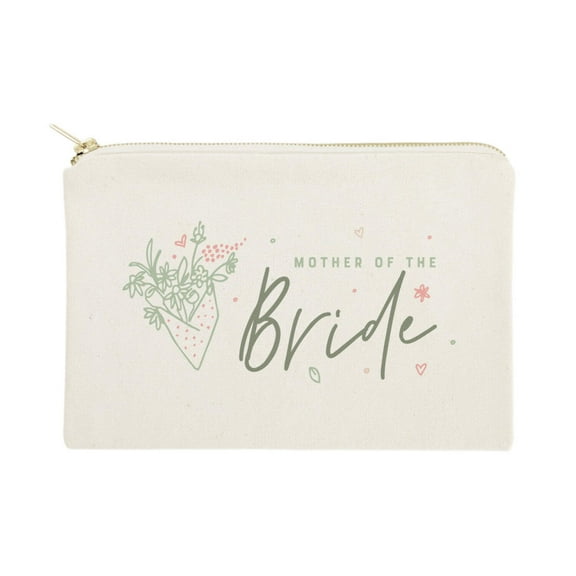 Floral Mother of the Bride Cotton Canvas Cosmetic Bag