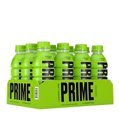 Prime Hydration with BCAA Blend for Muscle Recovery Lemon Lime  16oz (12/Pack)
