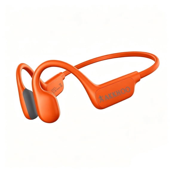 AKKHOO X13 Bone Conduction Headphones, Open-Ear Sports, 18H Playtime, IPX6 Waterproof, Bluetooth 5.4, ENC Noise Cancelling Mic for Running Cycling Gym, Orange
