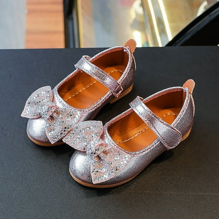 

ZMHEGW Children Shoes Autumn Girls Casual Flat Light Solid Color Sequin Bow Cute Shiny Dress Boots For Girls