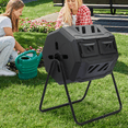 thumbnail image 2 of MoNiBloom 43 Gallon Dual Chamber Compost Tumbler, Outdoor Tumbling Rotating Compost Bin, Tumbling Composter with 2 Sliding Doors and Gloves, BPA Free, Black, 2 of 10