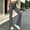 Gray, variant on Petite Cotton Lounge Pants Skinny Knit Elastic Waistband Split Hem Sports Casual Pants Black 2X