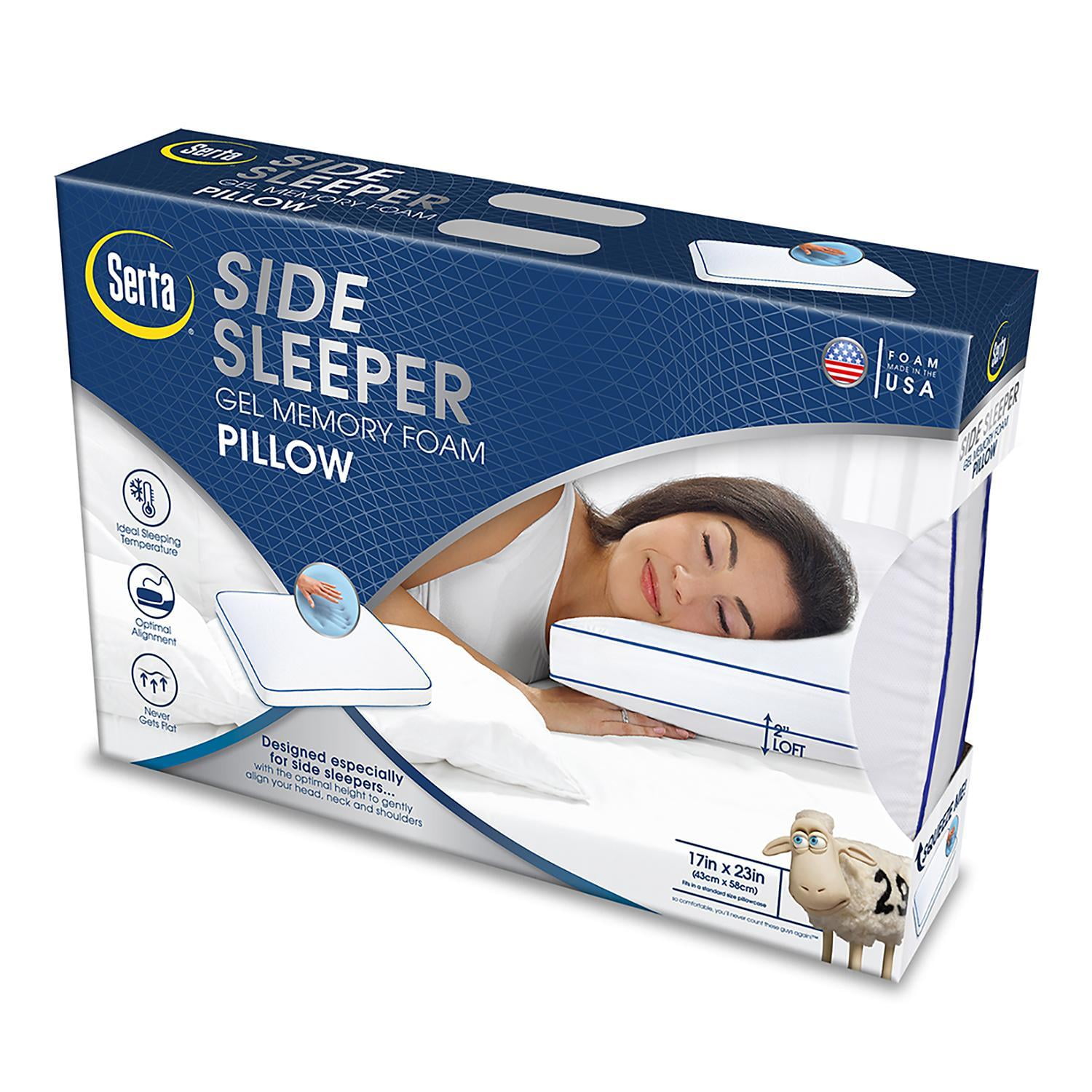 serta gel memory foam stomach sleeper pillow