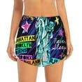 thumbnail image 2 of KLL New York City Pattern Shorts Women,Athletic Shorts High Waisted Running Shorts Pocket Sporty Short Gym Elastic Workout Shorts-Large, 2 of 7