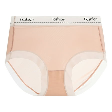 Landzoo Ladies Ultrathin Traceless Breathable Ice Silk Mid High Waist Hip Lifting Transparent Soft Panties Breathable Stylish Flexible Women Underwear