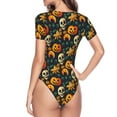 thumbnail image 4 of Gaeub Halloween Skull Women'S Short Sleeve One Piece Swimsuit Sexy High-Waisted Bodysuit For Swimming, Beach, Sports - Xx-Large, 4 of 9