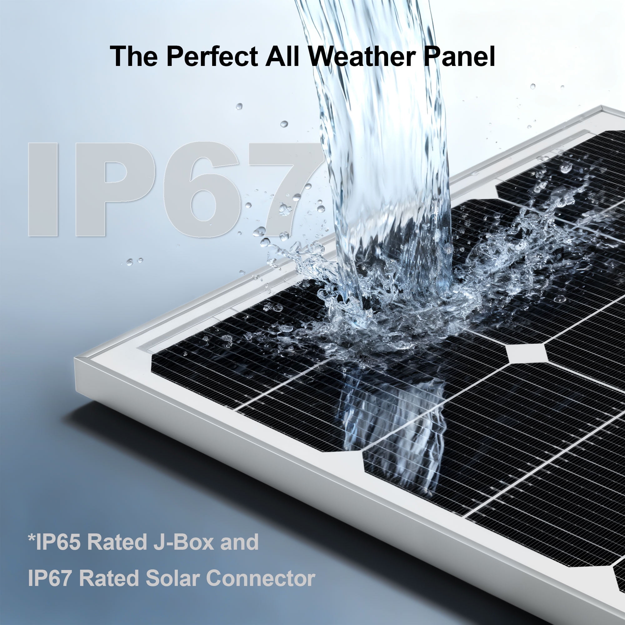 Amobro N-Type 100 Watt Solar Panel 12V, 25% High-Efficiency, Solar Panel for Power Station, RV, Cabin, Off-Grid Applications
