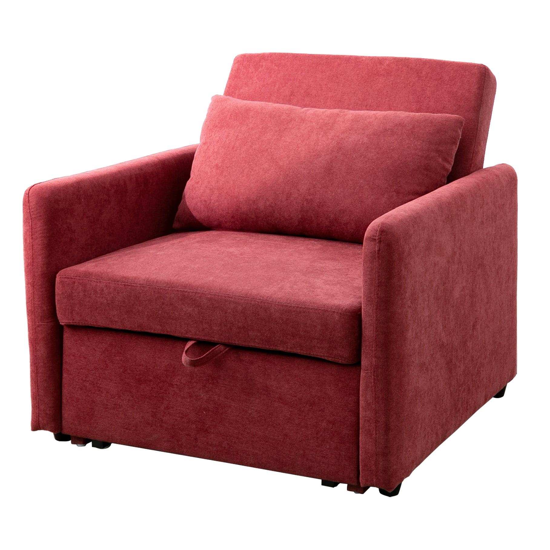 Convertible Sofa Bed, Sleeper Sofa Chair 3 in 1 Pull Out Couch Beds for Living Room Apartment Office, Red