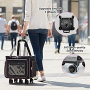 Rolling Craft Bag,Large Rolling Teacher Tote Bag with Laptop Compartment,Detachable Dolly,Roller Scrapbook Tote Bag Sewing Machine Storage Tote for Women,Craft,Teaching,Office, 5 Wheels, 17.3