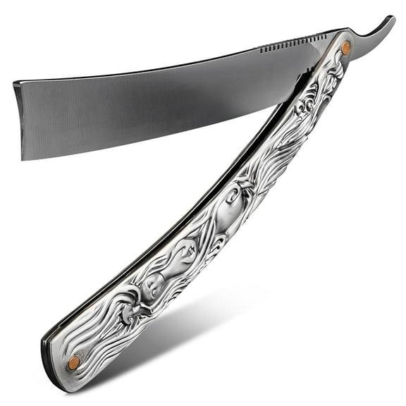 11.4" Retro Classic Barber Straight Razor for Men  Pre-Sharpened Carbon Steel Blade - Rust-Resistant Ergonomic Handle
