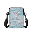 thumbnail image 2 of FUIALDOLG Crossbody Bags Pink Cherry Blossom Pattern Zipper Crossbody Purse for Outdoor, Stretch Polyester Front Pocket Shoulder Purse, 2 of 7