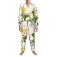 thumbnail image 3 of Naloa Bees Collecting Nectar Men’s Pajamas Set - Long Sleeve Button Down Sleep Shirt and Pajama Bottoms Sleepwear Set-Medium, 3 of 7