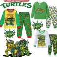 thumbnail image 2 of Conjunto de pijama de Tortugas Ninja para niños y niñas, ropa deportiva de algodón TMNT de manga larga con cuello redondo y pantalones largos, 2 piezas, 2 of 3