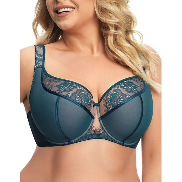Gorsenia Alicante K647-ZIE Green Embroidered Semi Padded Underwired Full  Cup Bra 44D 