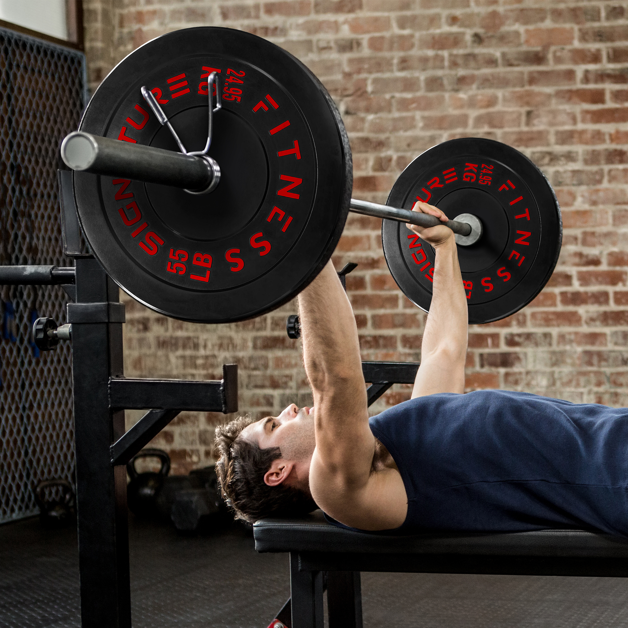 BalanceFrom 5FT Barbell Set with Color Letter Rubber Bumper Plates & Small Hub – Includes Pairs of 25LB, 35LB, 45LB, 55LB, Available in 120LB, 210LB, or 320LB Sets