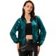 thumbnail image 1 of Chaqueta de Bombardero Allegra K de lentejuelas con Cremallera Y Manga Larga Recortada Blanco M, 1 of 6