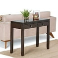 thumbnail image 1 of SIMPLIHOME Cosmopolitan en Bois Massif de 38 Pouces de Large Console Contemporaine Moderne pour Sofa et Entrée, Table en Acajou Brun avec Rangement, 2 Tiroirs, pour le Salon, l'Entrée et la Chambre, 1 of 5