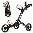 thumbnail image 1 of Gymax 3 Wheels Golf Push Pull Cart Folding Golf Pull Trolley w/ Adjustable Handle, 1 of 9