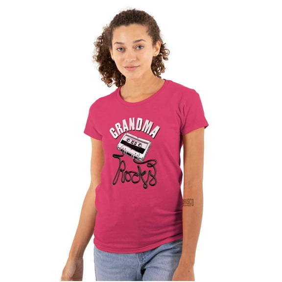 Grandma Rocks Funny Cassette Cute Womens Fitted Plus Size Graphic Tee Brisco Brands 2X