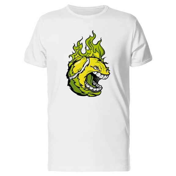 Green Flaming Tennis Ball T-Shirt Men -Image by Shutterstock, Male Medium