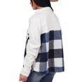 thumbnail image 3 of Chaqueta Estampada A Cuadros Manga Larga Bolsillo Mezclilla Cuello Vuelto Hombro Caída Abrigo Estampado A Cuadros Blanco XL, 3 of 6