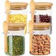 thumbnail image 1 of Tarros de Vidrio con Tapa Hermética y Cuchara, 4 Piezas Recipientes Herméticos de Vidrio, Tarro de Comida para Cereales, café, especias, dulces, 1 of 4