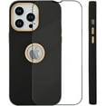 thumbnail image 4 of for iPhone 14 Pro Max Case Silicone 3 in 1 Case Logo View + 1* Screen Protector Shockproof Protective Anti-Skid Edge Cover iPhone 14 Pro Max Case -Black, 4 of 11