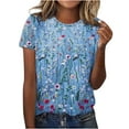 thumbnail image 2 of SMihono Hauts pour Femmes Été Chic Décontracté Mode Féminine T-shirt Imprimé Manches Courtes Blouse Col Rond Hauts Décontractés T-shirt Oversize pour Femmes 2023, 2 of 4