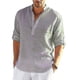 thumbnail image 4 of Camisa de lino de manga larga para hombre, camisa informal de algodón y lino, Top S-5xl, nuevo envío gratis, 4 of 4