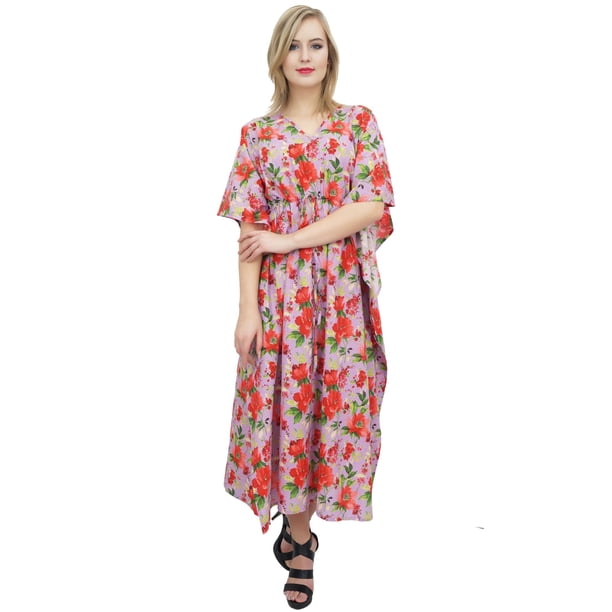 Bimba Women's Lavender Floral Maxi Long Kaftan Cotton Bridesmaid Dress  Caftan-14 - Walmart Business Supplies